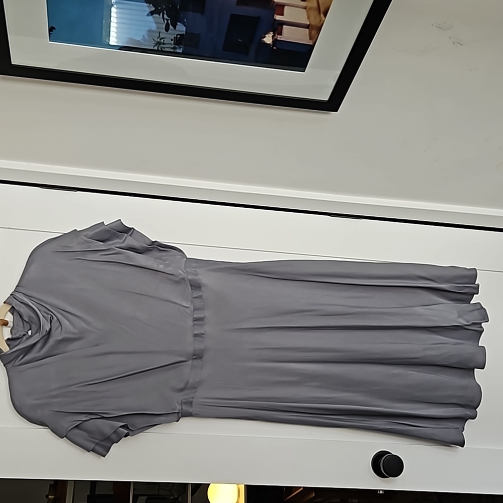 Anthropologie | Gray Satin Midi Dress | Sz 14P | NWT